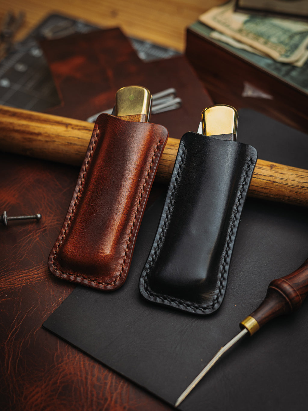 Italian Leather Buck 110 Pocket Sheath