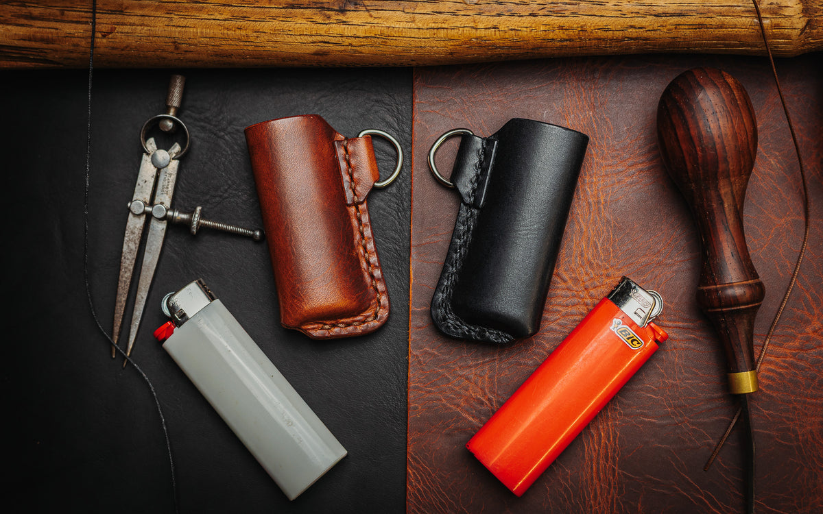 Italian Leather Leather Bic Lighter Holder